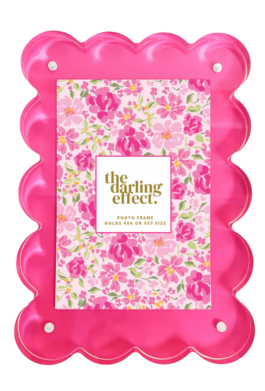 Rectangle Scalloped Pink Acrylic Picture Frame