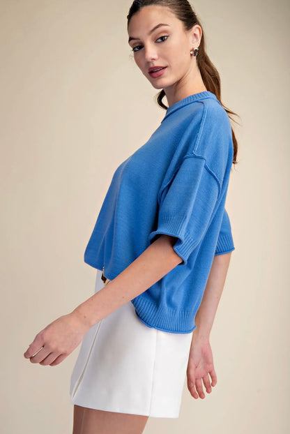 Blue Skies Short Sleeve Sweater
