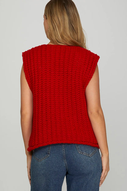 Reese Red Knit Vest