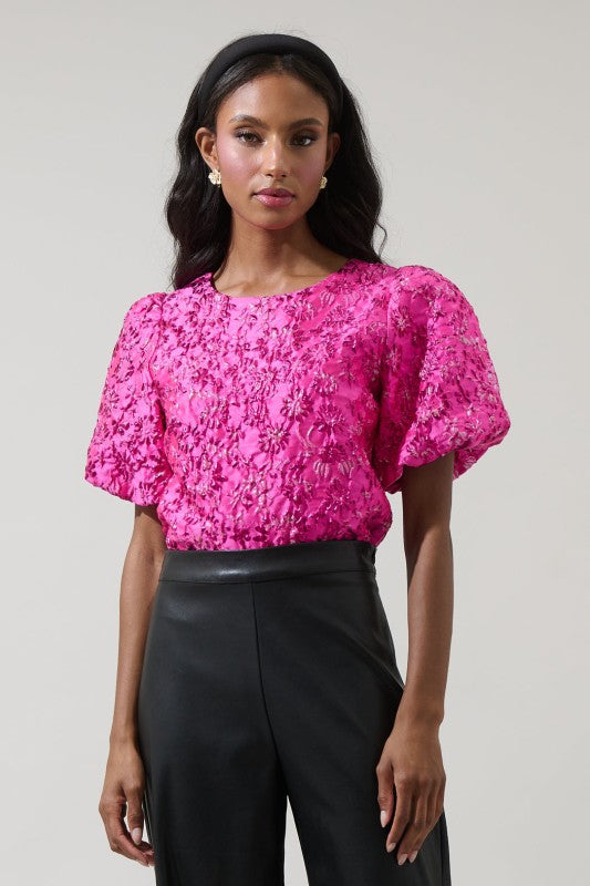 Harrington Jacquard Floral Joi Bubble Top
