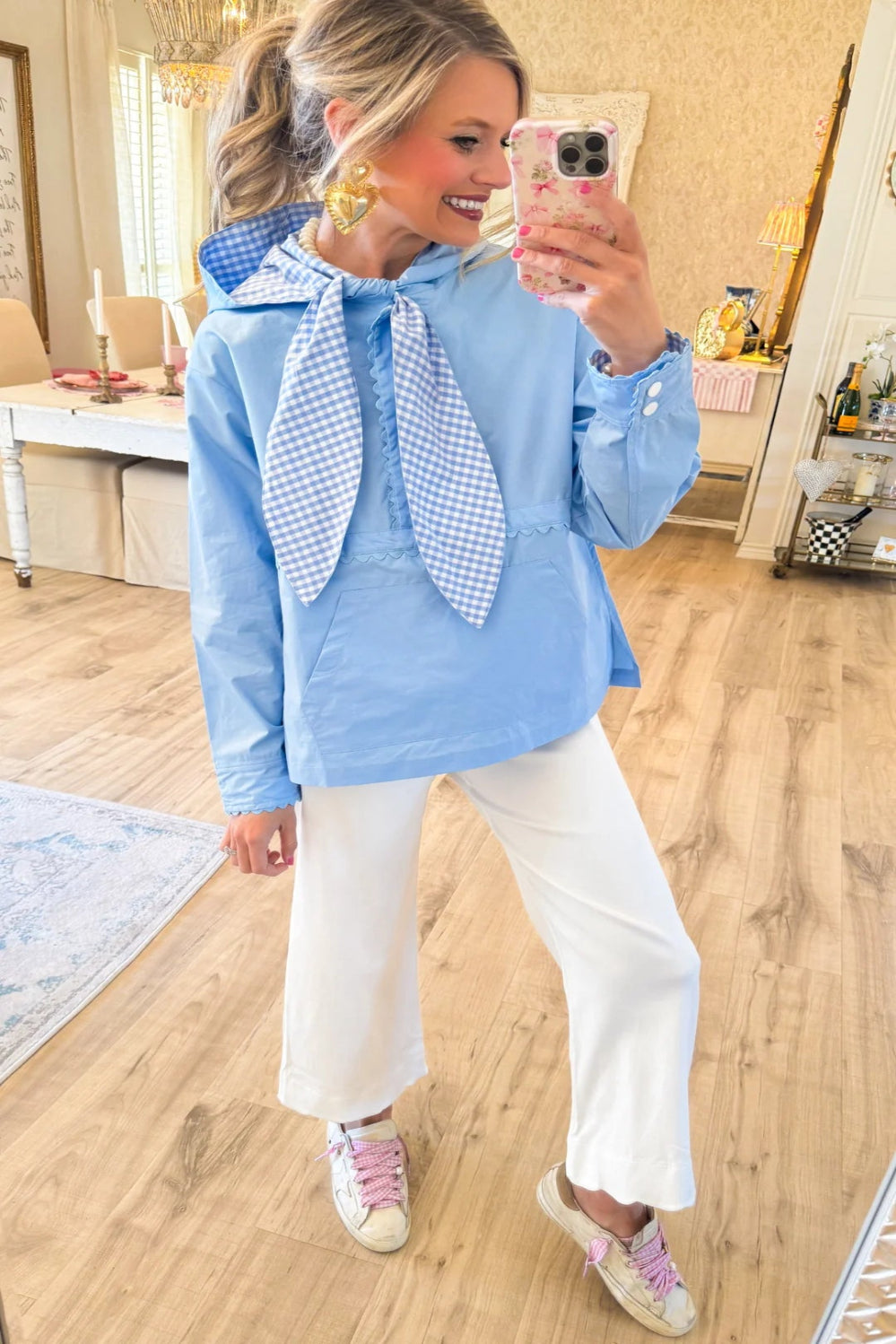 Blue Gingham Windbreaker - Milo & Lily Boutique