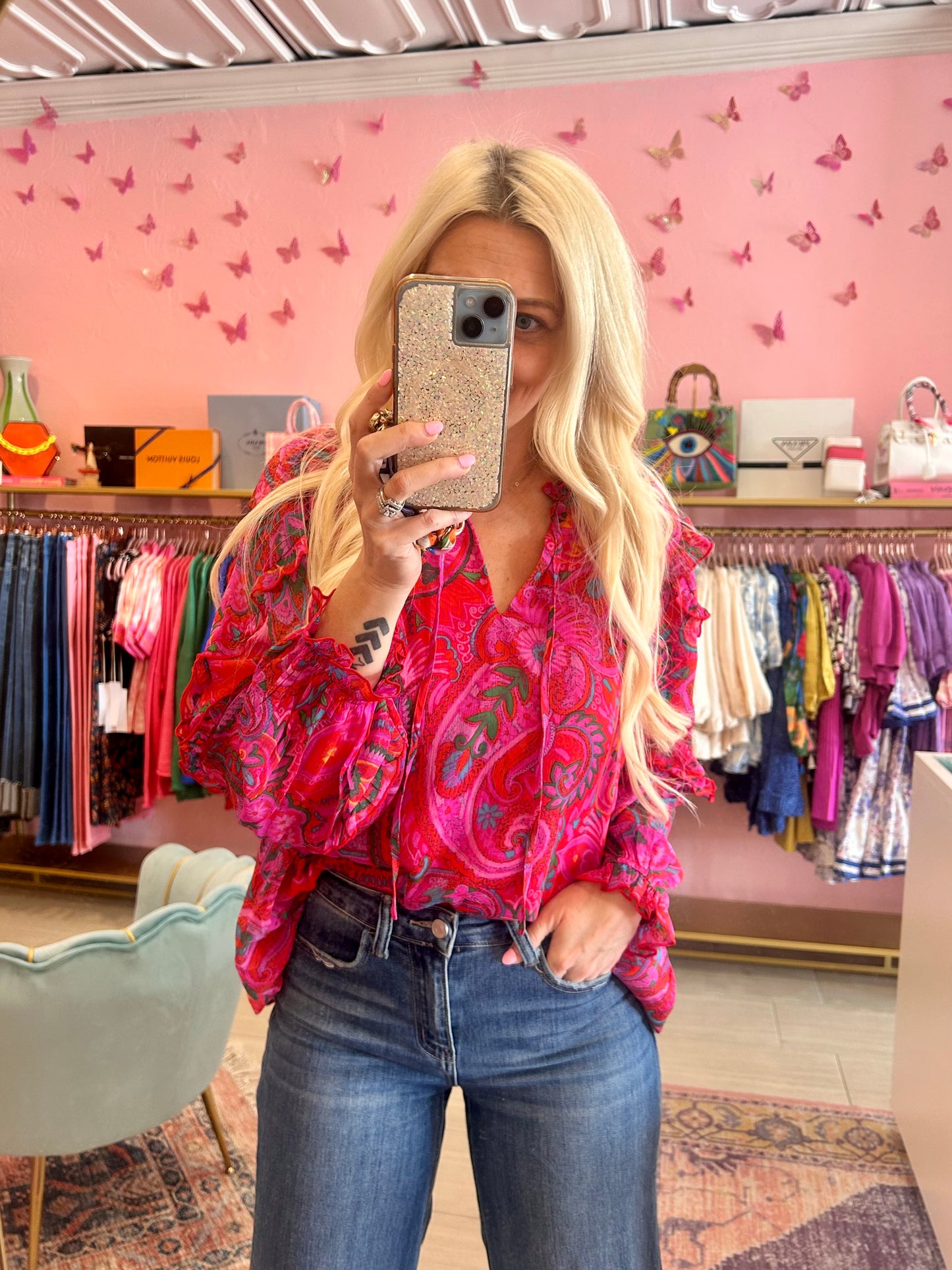 The Raspberry Ruffle Daydream Blouse - Milo & Lily Boutique