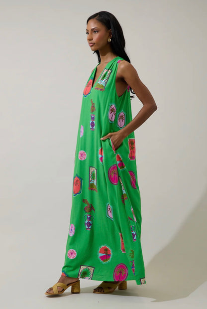 Trinie Postcard Rubi Halter Neck Maxi Dress - Milo & Lily Boutique