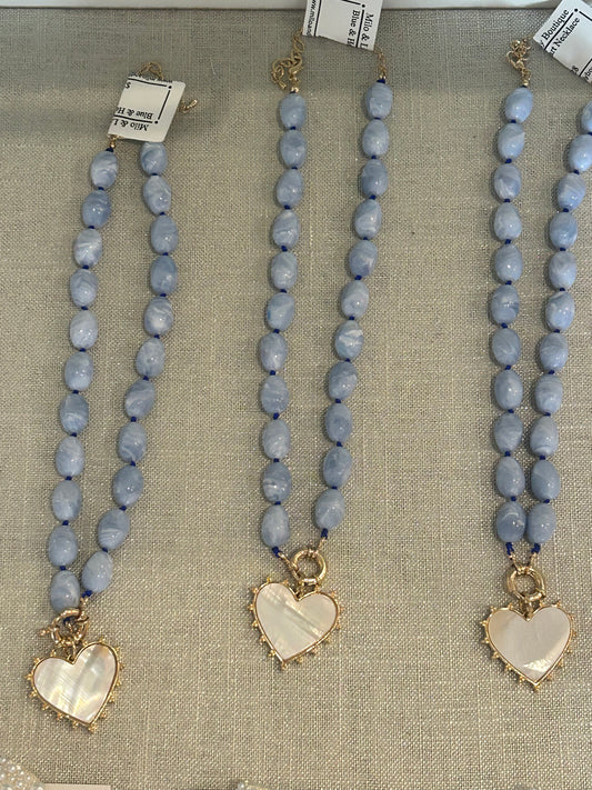 Blue & Heart Necklace