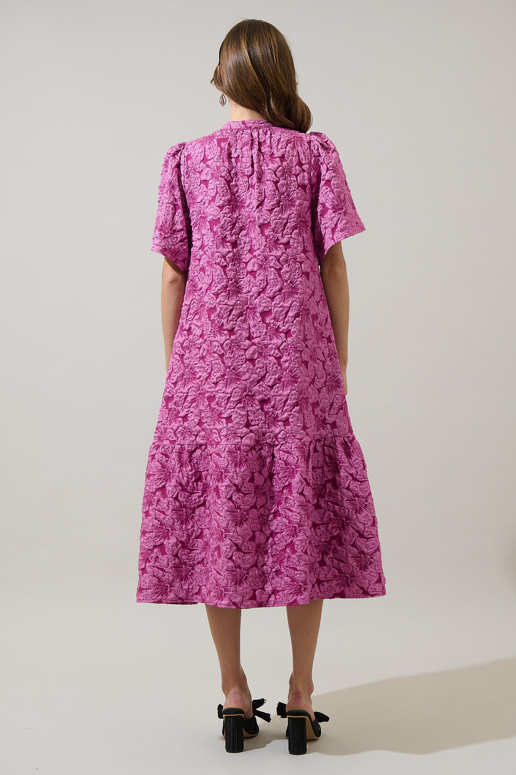 Arielle Jacquard Floral Ely Midi Dress