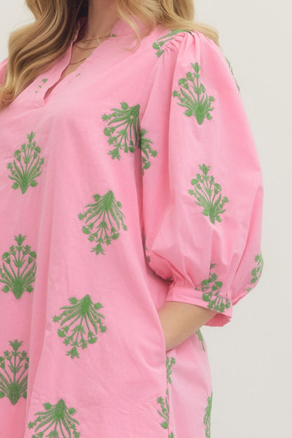 Pink Floral Puff Sleeve Mini Dress - Milo & Lily Boutique