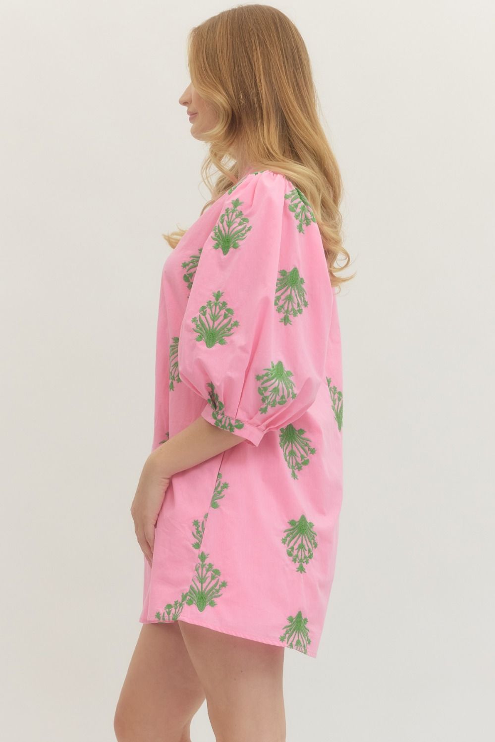 Pink Floral Puff Sleeve Mini Dress - Milo & Lily Boutique