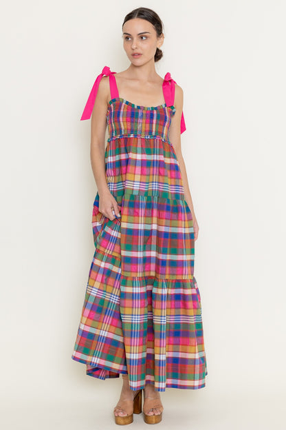 Colorblock Cottage Plaid Maxi Dress Medium Colorblock Cottage Plaid Maxi Dress Medium