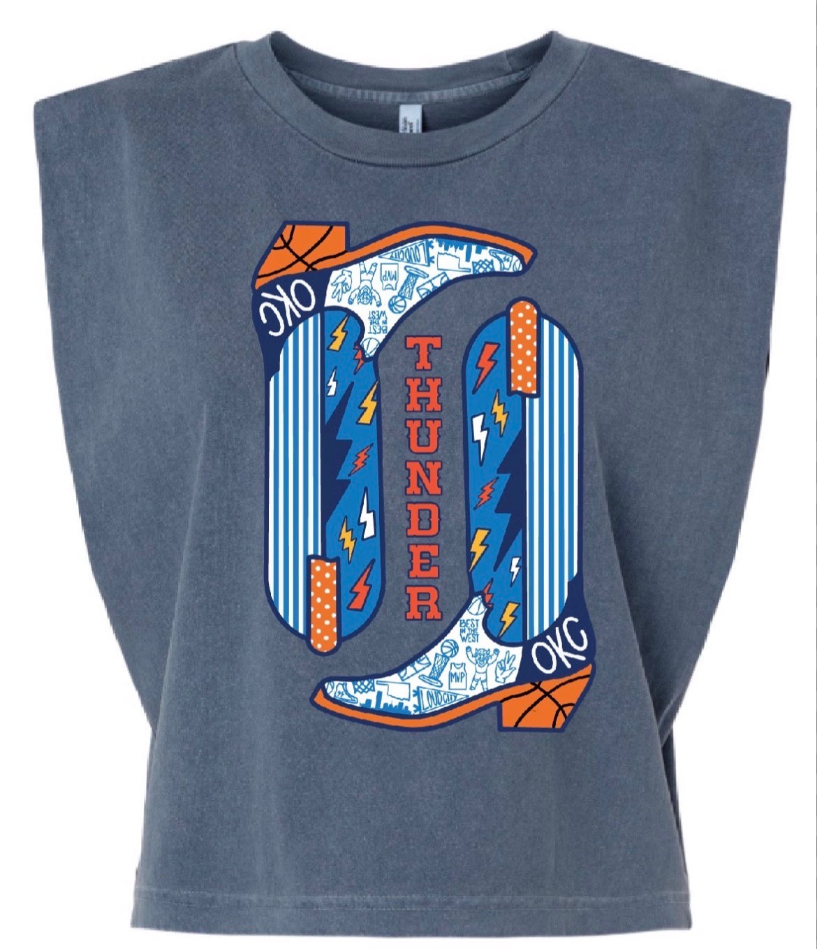 OKC Thunder Boots Muscle Tank - Milo & Lily Boutique