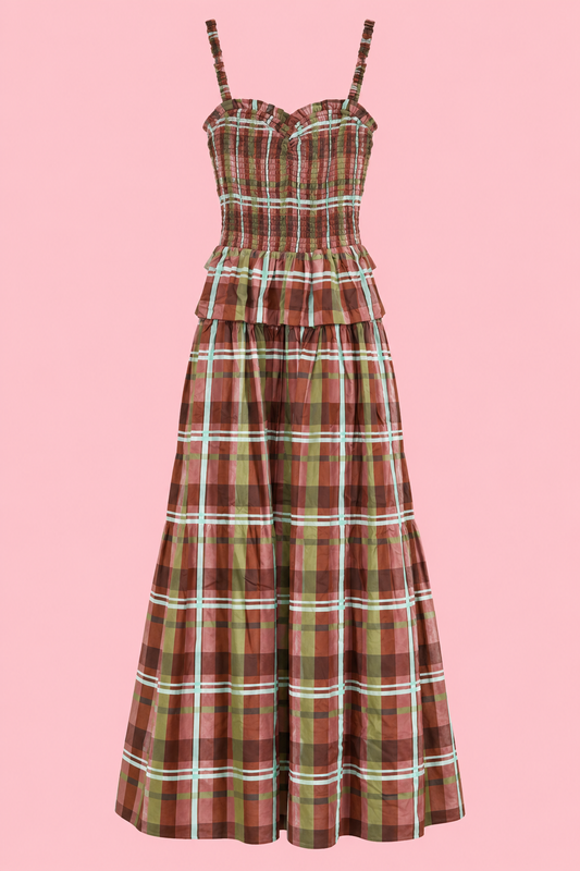 The Autumn Charm Plaid Maxi Dress
