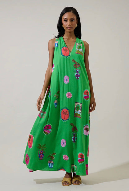 Trinie Postcard Rubi Halter Neck Maxi Dress - Milo & Lily Boutique
