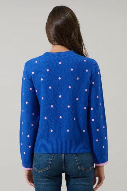 Luxie Polka Dot Contrast Sweater
