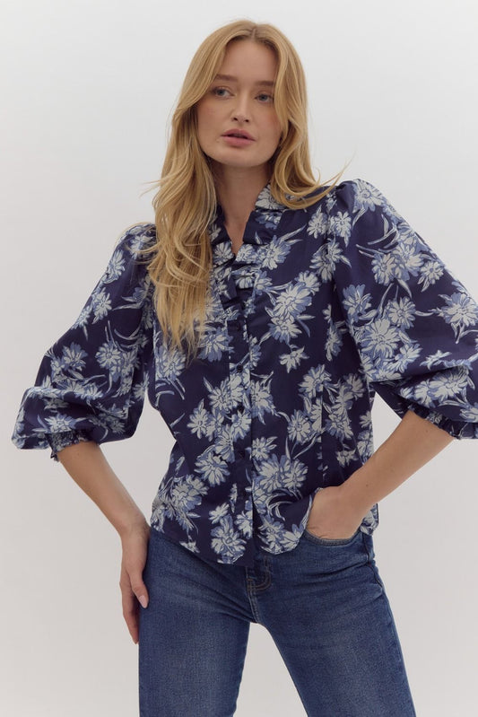 Nelly Navy Floral Top