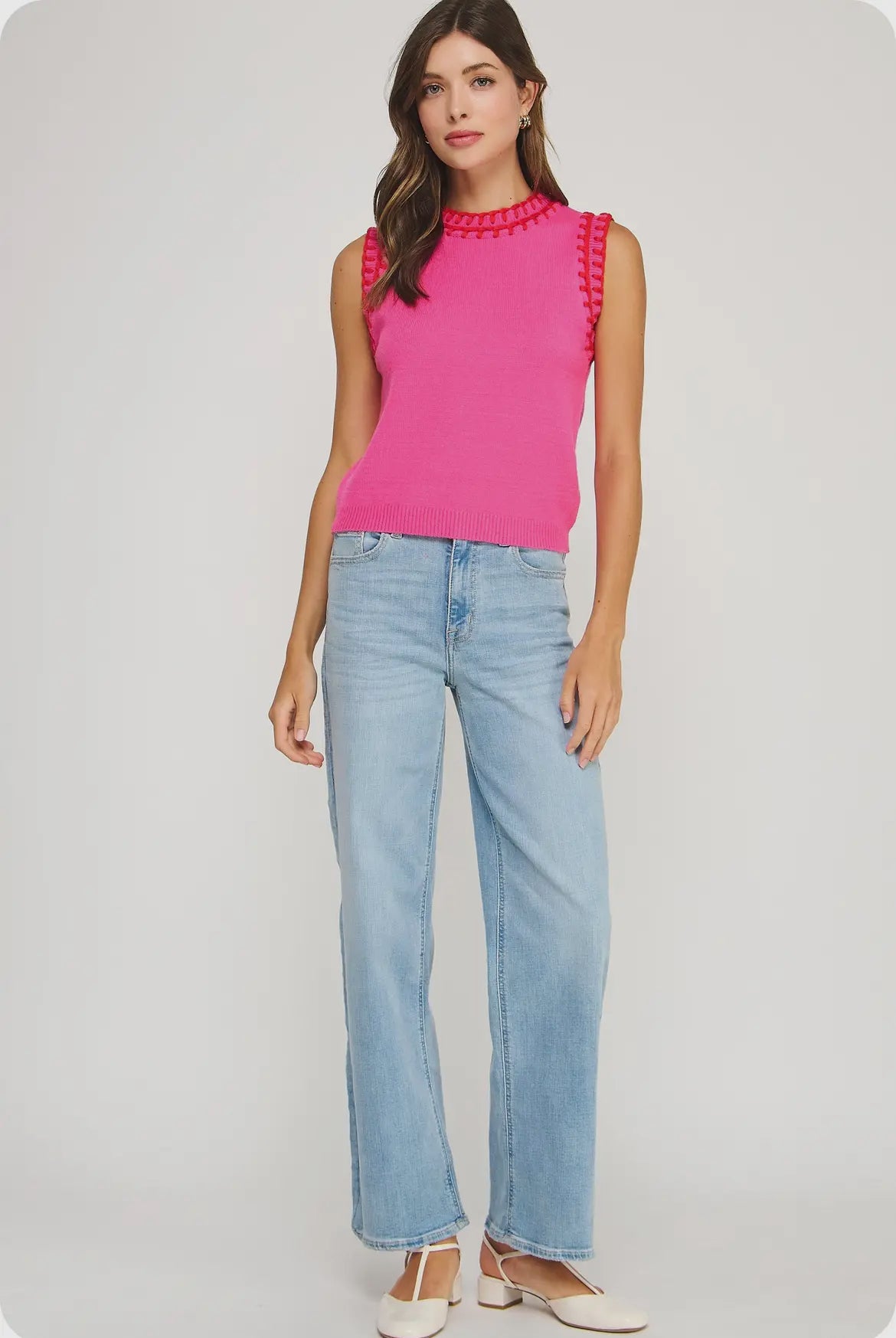 The Bubblegum Charm Knit Vest Top