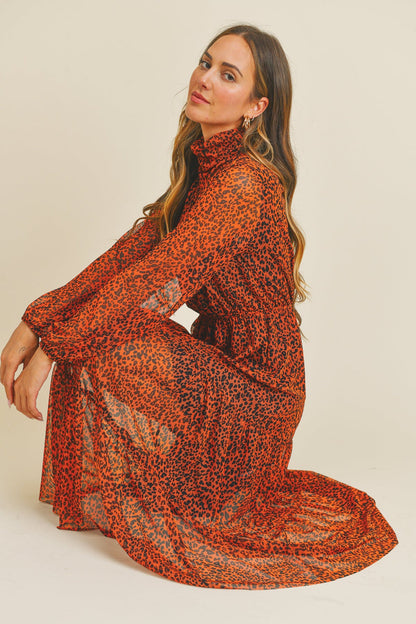 Wild But Keep It Chic Turtleneck Mesh Dress