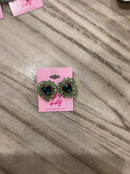 Heart Gem Burst Stud Earrings