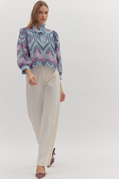 The Embroidered Chambray Charm Blouse
