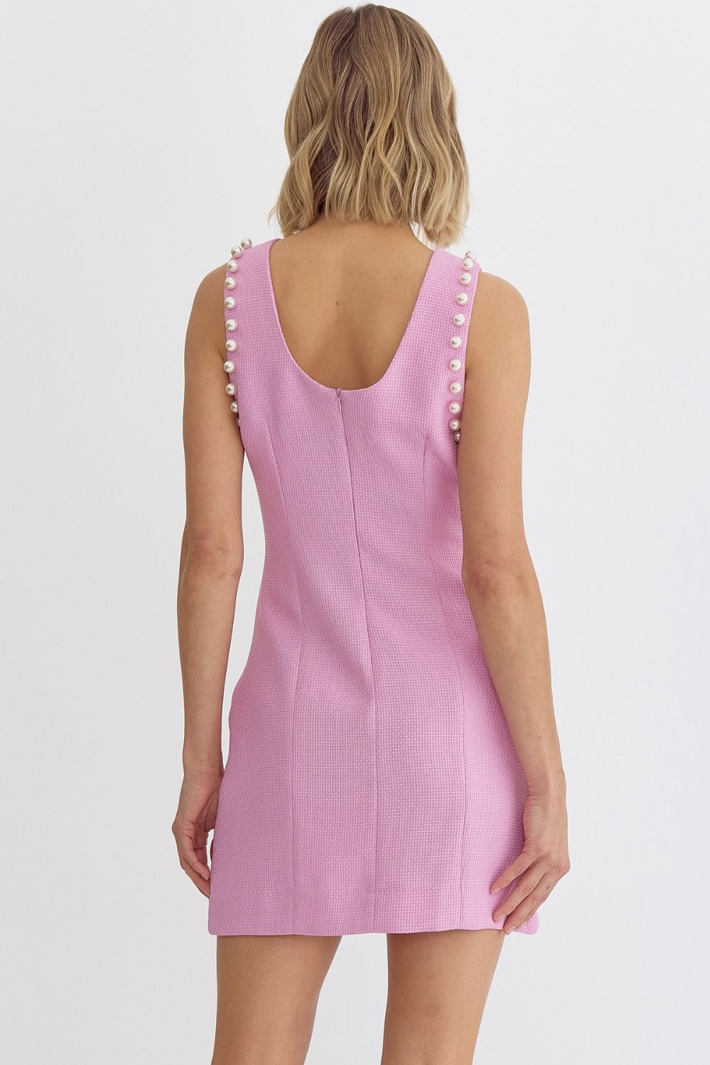 Margot Pink Pearl Trim Mini Dress