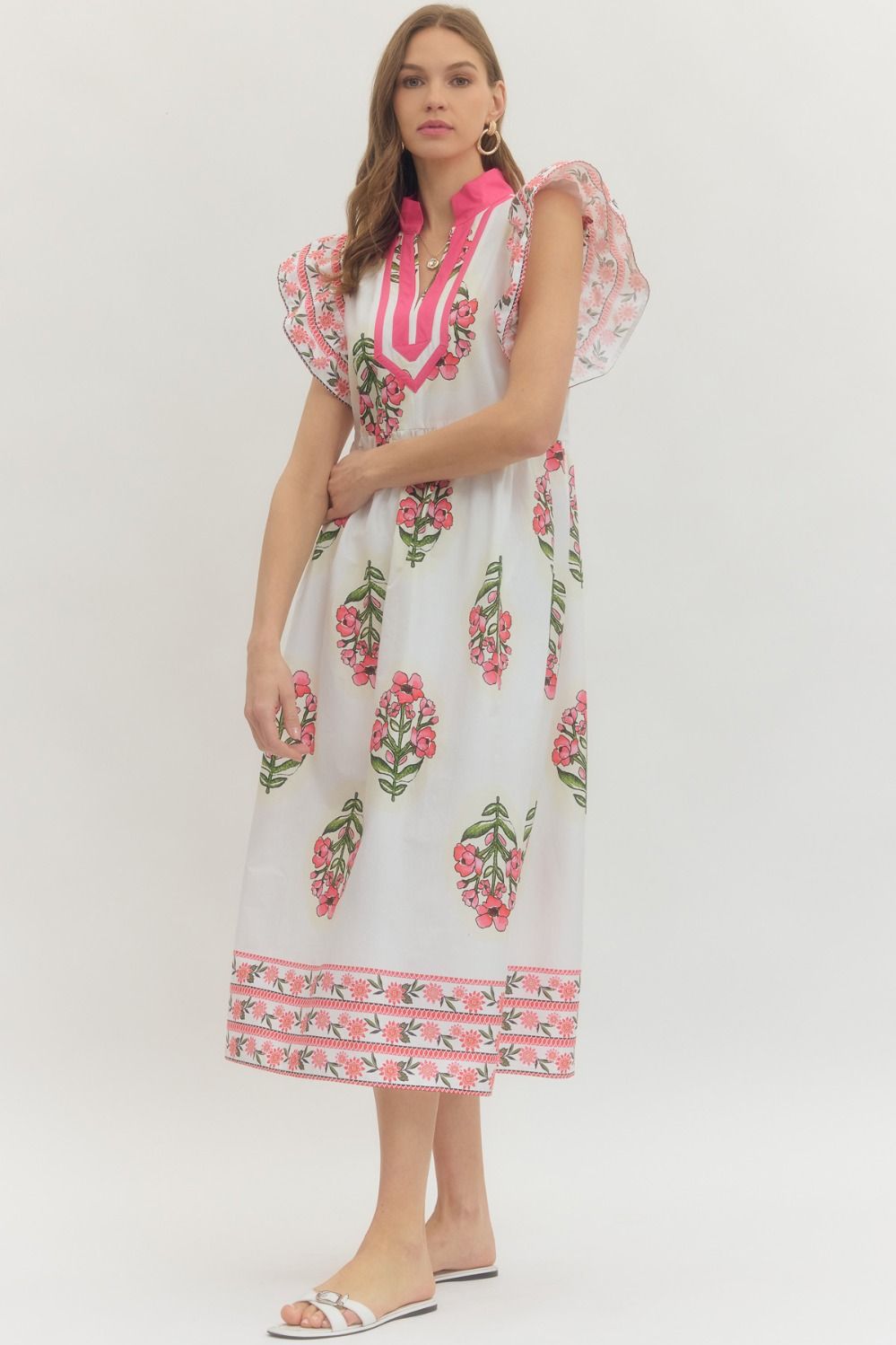 Charlotte Floral Midi Dress - Milo & Lily Boutique