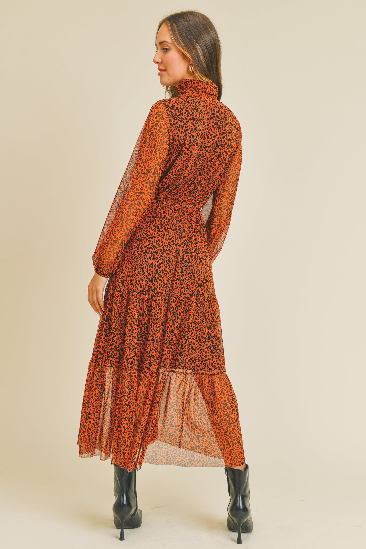 Wild But Keep It Chic Turtleneck Mesh Dress