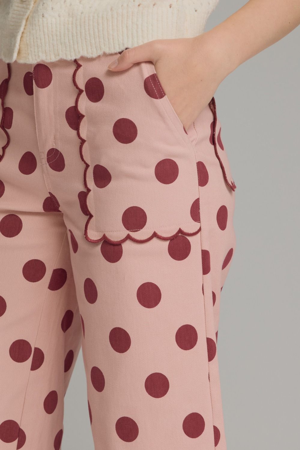 Blush Polka Dot Scallop Pants