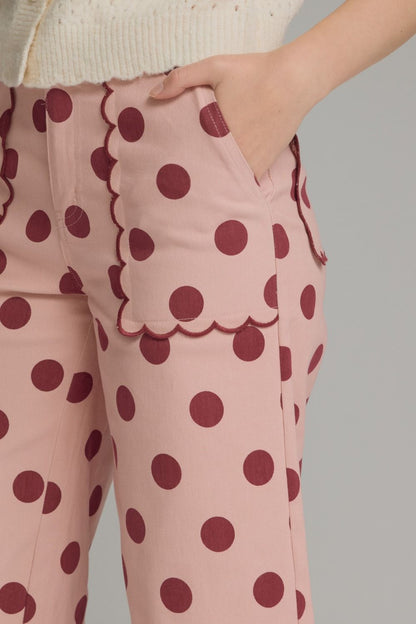 Blush Polka Dot Scallop Pants