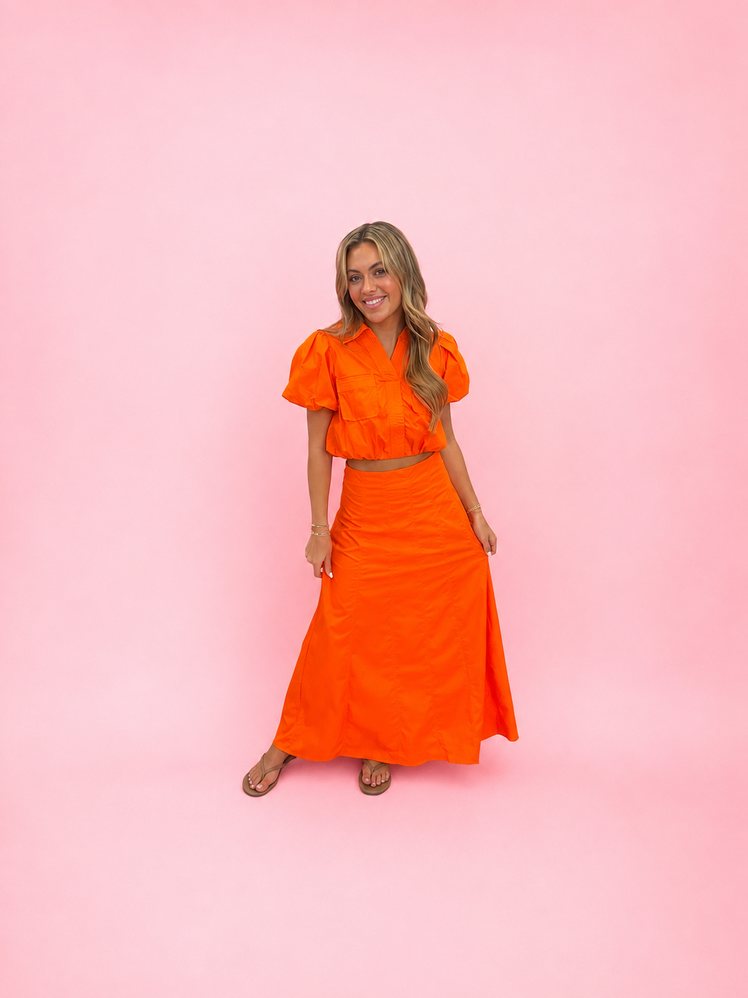 Orange Game Day Midi Skirt - Milo & Lily Boutique