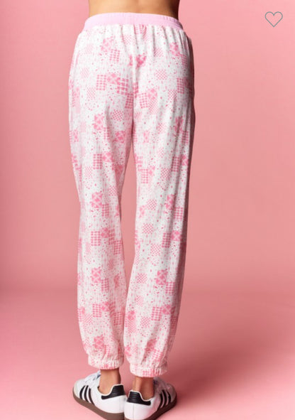 Pink Patchwork Lounge Set: Joggers