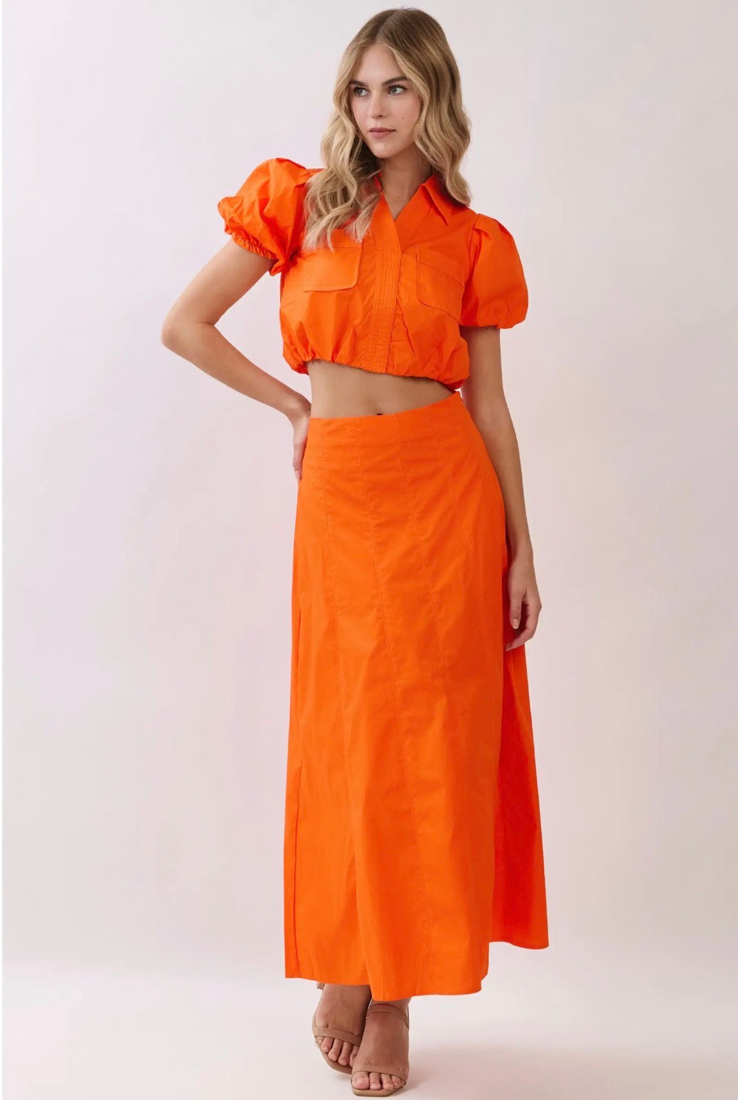 Orange Game Day Midi Skirt
