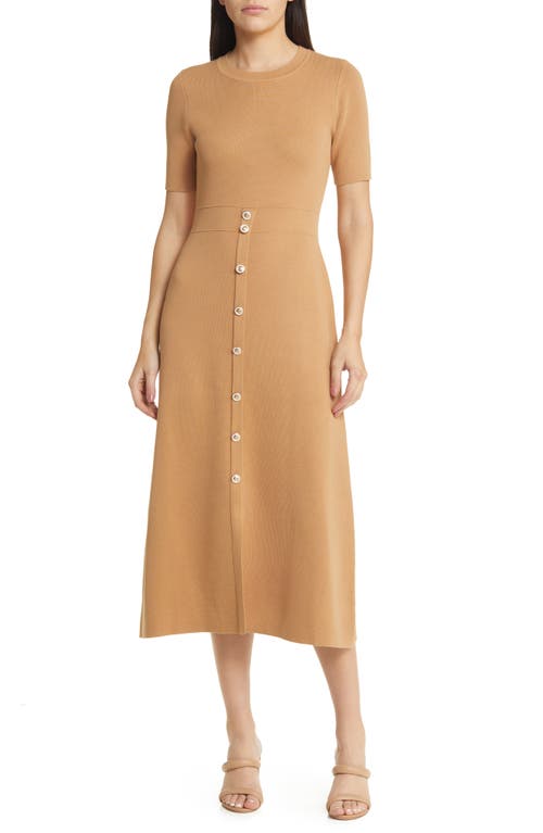 Zoe and Claire Camel Midi Sweater Dress