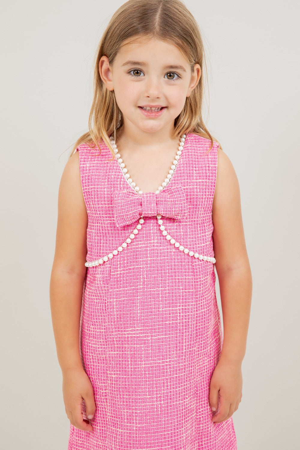 Elle Pink Pearl Tweed Dress (Kids) Mommy & Me