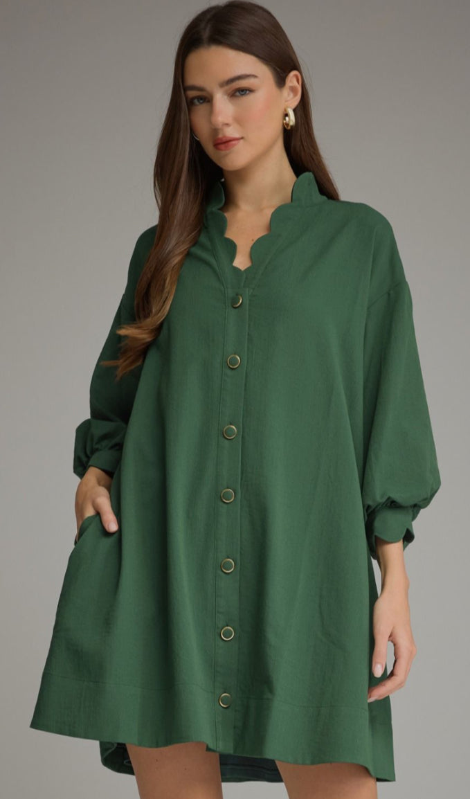 Evergreen Scallop Dress