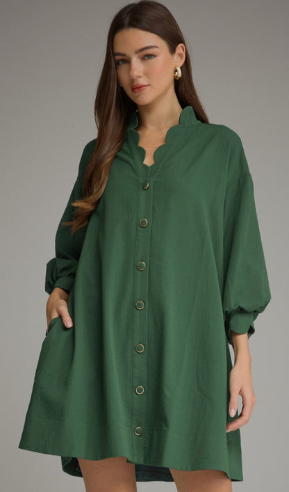 Evergreen Scallop Dress