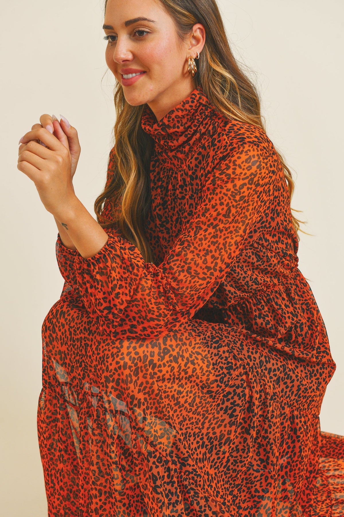 Wild But Keep It Chic Turtleneck Mesh Dress