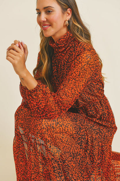 Wild But Keep It Chic Turtleneck Mesh Dress