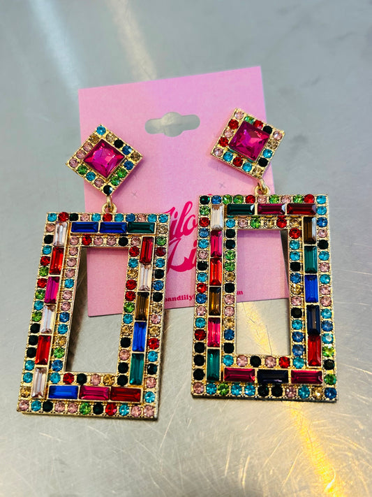 Geometric Gem Statement Earrings: Fushisa
