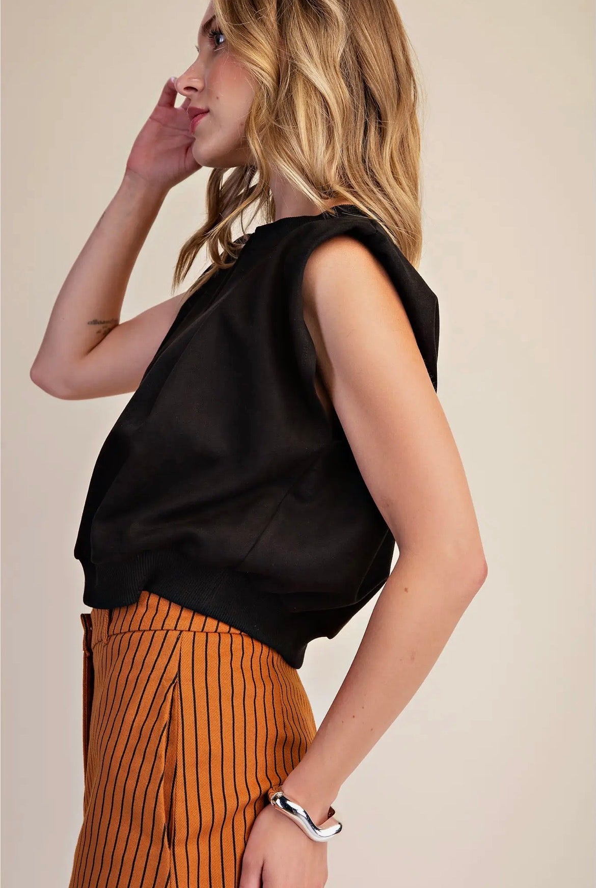 Classic Charm Suede Pleated Top – Black - Milo & Lily Boutique
