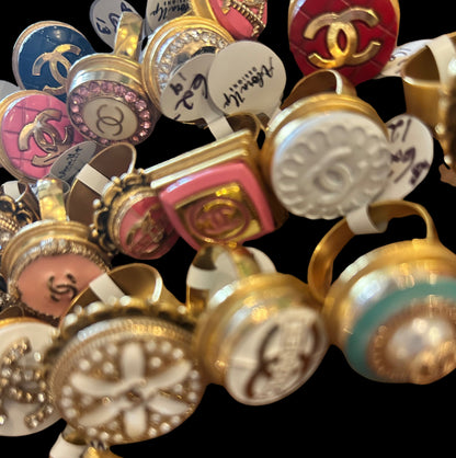 Upcycled Authentic Vintage Chanel Button Rings & Necklaces