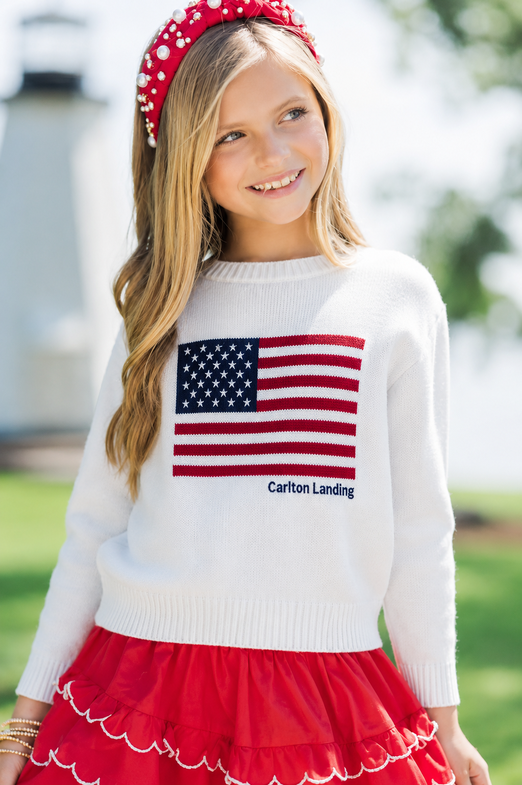 Children’s Carlton Landing American Flag 🇺🇸 Sweater - Milo & Lily Boutique