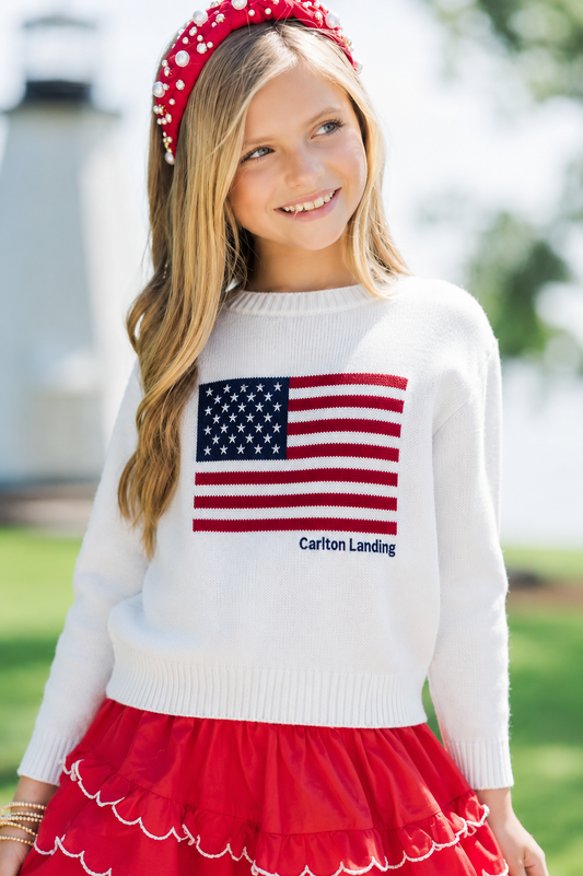 Children’s Carlton Landing American Flag 🇺🇸 Sweater - Milo & Lily Boutique