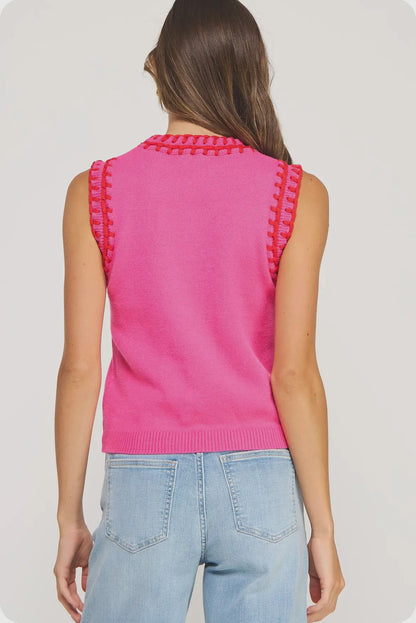 The Bubblegum Charm Knit Vest Top