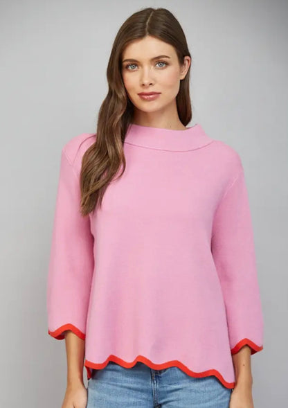 Pretty in Pink Scallop Sweater