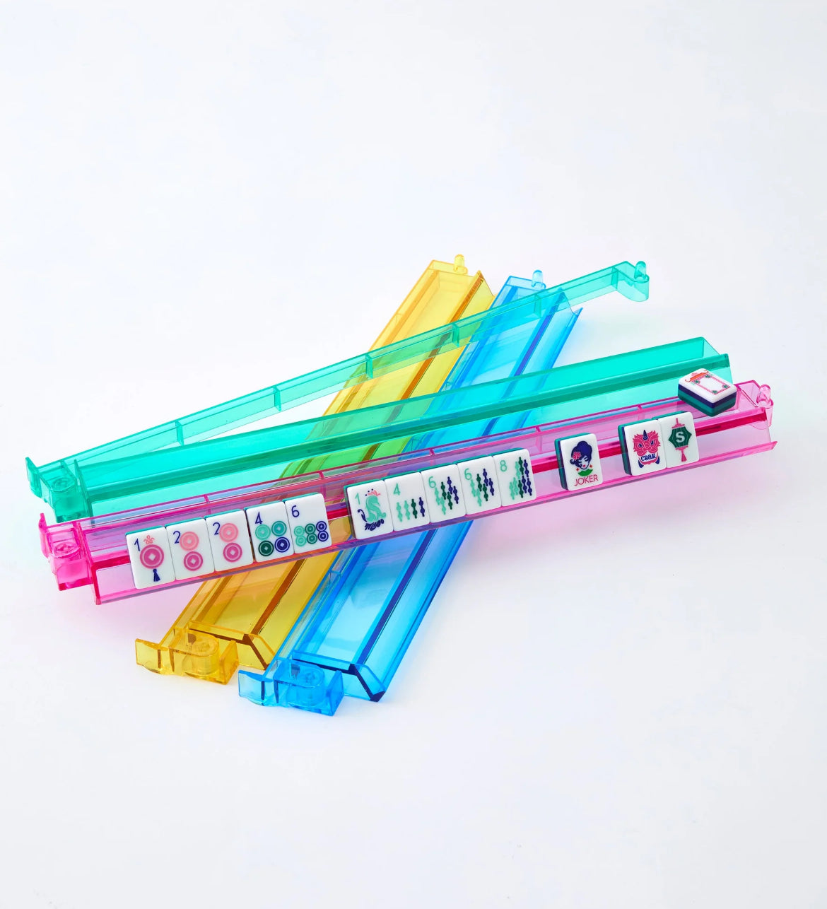 Multicolor Acrylic Rack & Pusher Mahjong Set