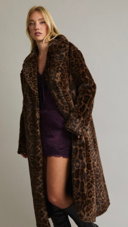 After Dark Leopard Faux Fur Coat