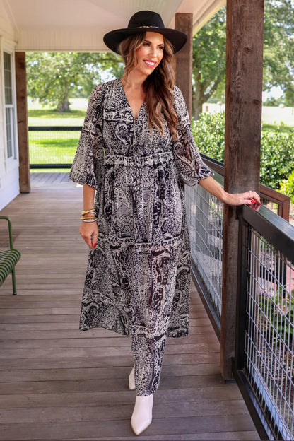 Raegan Paisley Print Maxi Dress - Milo & Lily Boutique