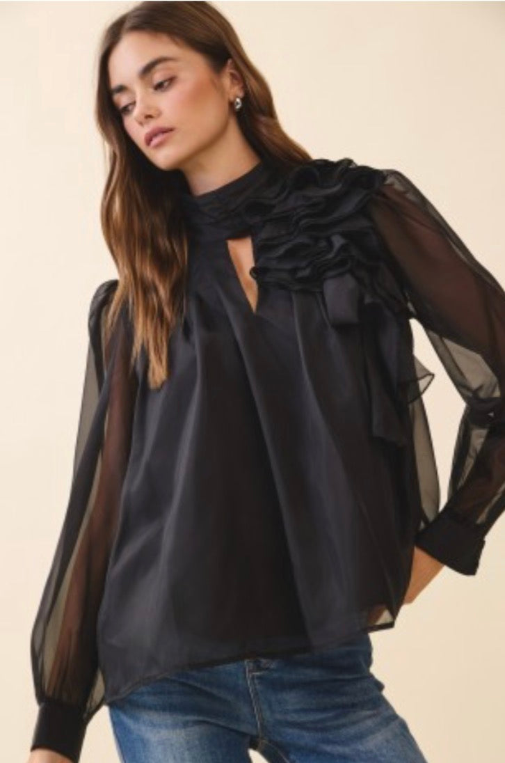 The After Hours Ruffle Blouse - Milo & Lily Boutique