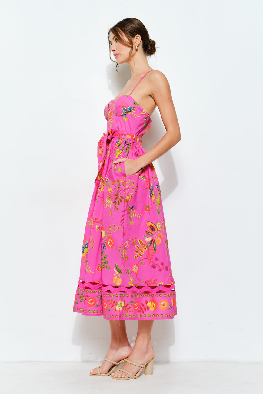 Hot Pink Aruba Vacay Print Maxi Dress