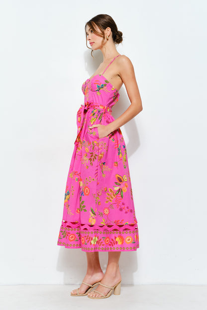 Hot Pink Aruba Vacay Print Maxi Dress