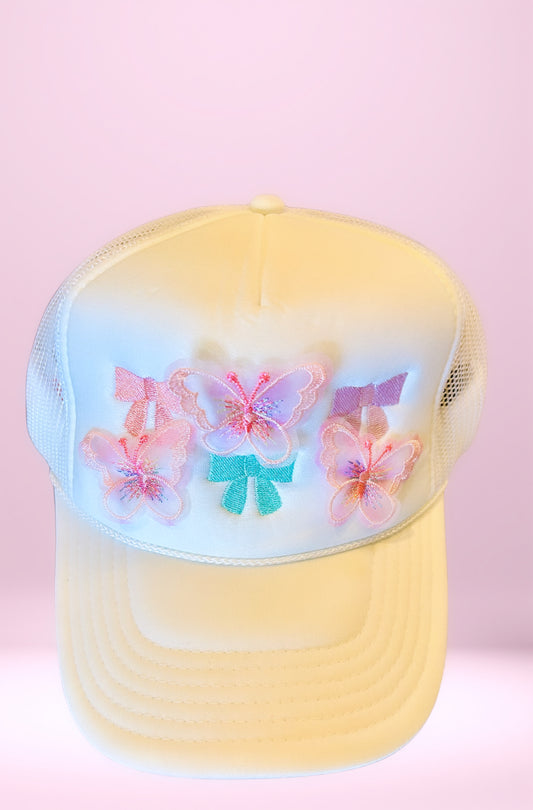Butterfly & Bows Embroidered Trucker Hat