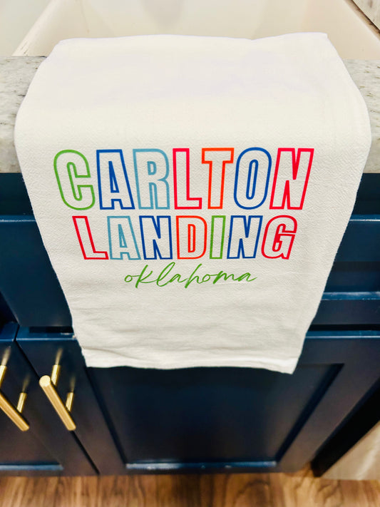 Carlton Landing, Oklahoma Custom Tea Towel